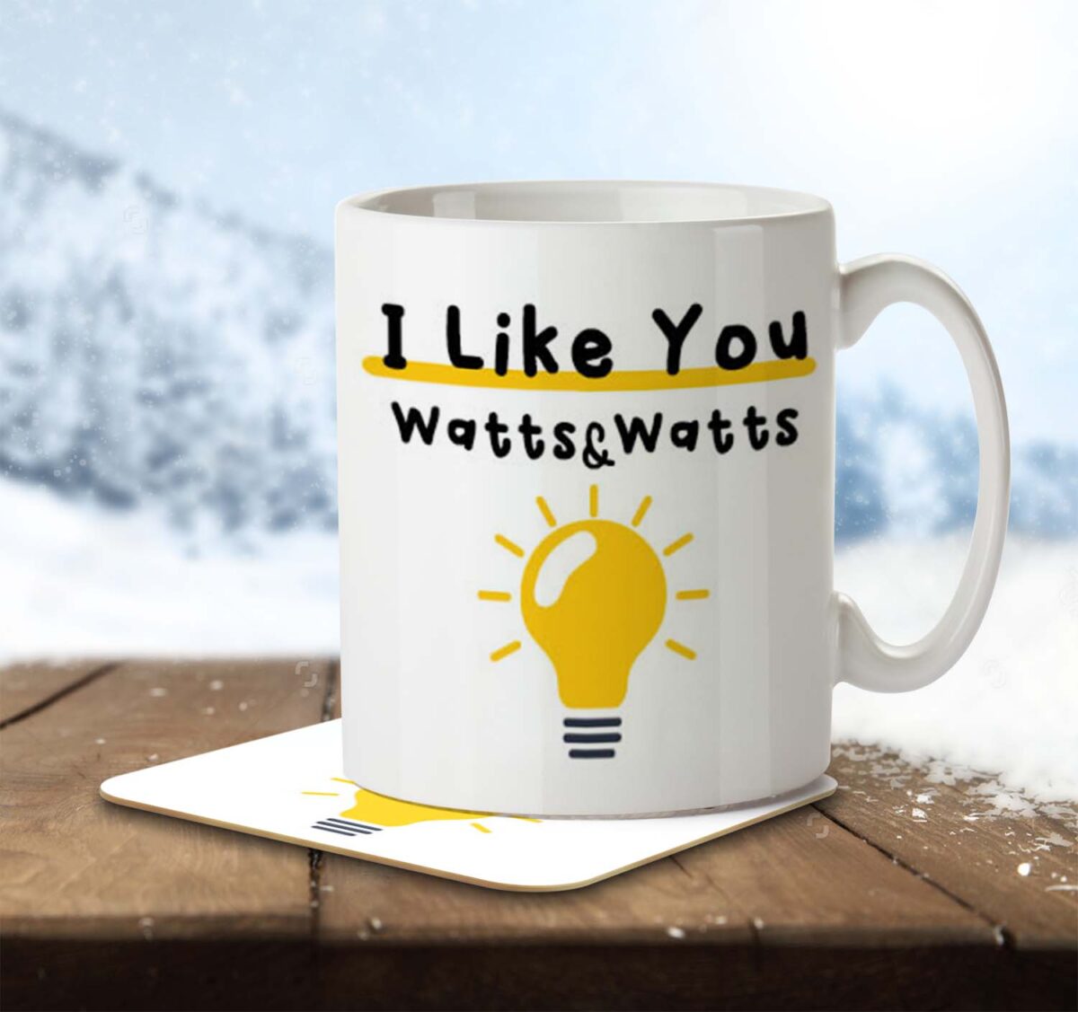 I like You Watts and Watts - Electrician, Partner Mug and Coaster - Image 2